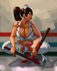 1futa aka6 akali_jhomen_tethi ass balls balls_in_panties breasts cleavage curvy erection erection_under_clothes erection_under_skirt futa_only futanari high_heels huge_breasts intersex large_ass league_of_legends miniskirt nurse nurse_akali panties panty_bulge penis penis_out penis_under_clothes penis_under_skirt skirt skirt_lift solo squatting thighhighs uncensored weapon