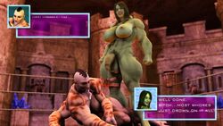 3d 4_arms balls big_breasts breasts crossover cum_in_mouth dickgirl futa_on_futa futa_only futanari green_skin huge_breasts intersex marvel mortal_kombat muscle muscular_futanari nude she-hulk sheeva squarepeg3d standing_over testicles wicked_works