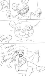 animatronic anthro ball_gag clothing comic english_text female female_human femdom five_nights_at_freddy's five_nights_at_freddy's_3 gag human machine male mammal nipple_piercing nipples piercing robot springtrap springtrap_(fnaf) text