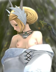 blonde_hair breasts female final_fantasy final_fantasy_xiv green_eyes kan-e-senna padjal