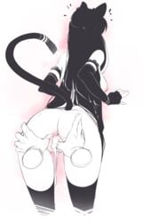 animal_ears bent_over black_hair cat_ears cat_girl cat_tail cum cum_in_pussy female original stickysheep tail