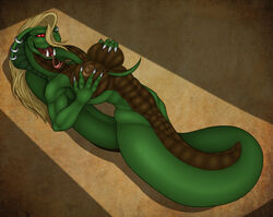 4_fingers big_breasts breasts female forked_tognue kurtassclear naga pussy red_eyes reptile scalie snake