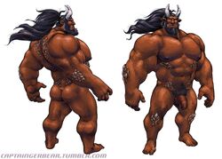 back_view beard captaingerbear demon front_view full-length_portrait horns male_only monster muscles muscular nude shadowrun troll