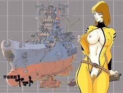 1girls artist_request blonde_hair bodysuit breasts brown_eyes censored curvaceous female human large_breasts light-skinned_female light_skin nipples one_breast_out open_clothes pubic_hair pussy short_hair space_battleship_yamato yuki_mori