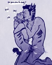 2boys cronus_ampora daddy_kink eridan_ampora gay homestuck horns incest monochrome scar_on_face scars_all_over tagme tentabulge tentacle_penis text unusual_penis yaoi