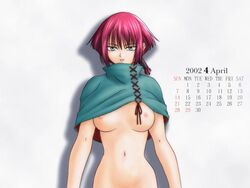 breasts calendar_(medium) chloe_(noir) looking_at_viewer nipples noir_(anime) tagme white_background