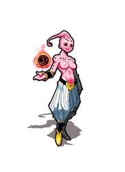 1girls black_sclera bracelet breasts clothes color dragon_ball dragon_ball_z female female_majin_buu female_only flying footwear genderswap humanoid looking_at_viewer majin majin_buu nipples open_eyes open_mouth pants pink_skin red_eyes round_ears rule_63 shoes smooth_skin solo topless uncensored white_background