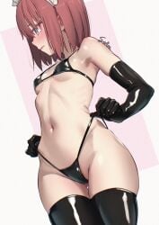 black_gloves black_legwear black_panties fukou_da_man hisui_(tsukihime) petite small_breasts tsukihime type-moon
