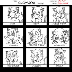 animal_ears animal_humanoid animal_tail bunny_and_fox_world catgirl cum cum_in_mouth dmxwoops erection fellatio monochrome nathy oral oral_sex penis