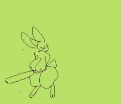 1girls animation anthro attack attack_animation baseball_bat digitigrade furry green_background hit_lag honhearthy huge_ass lagopuss long_ears nipples pixel_art solo swing thick_thighs