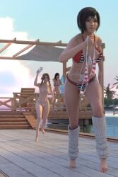 3d 3girls aerith_gainsborough beach breasts_out female final_fantasy_vii final_fantasy_vii_rebirth final_fantasy_vii_remake tifa_lockhart yuffie_kisaragi