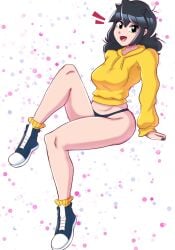 ass bare_legs black_hair black_thong curvy curvy_body curvy_figure female groin hips hoodie legs lucia_(scott_malin) oerba_yun_fang scott_malin sexy_pose sitting sneakers socks teen teen_girl teenage teenage_girl teenager the_dermak the_panty_bear thong tomboy yellow_hoodie yellow_socks