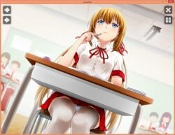 college college_student desk female female_human human human_female huniepop panties pantyshot tiffany_maye upskirt