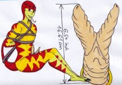 2_penises animal_genitalia animal_humanoid animal_penis bondage bondage bound forked_tongue genitals hemipenes humanoid lizard_humanoid male measured_penis multi_eye multi_genitalia multi_penis nergal.bragi nude_male penis red_body red_eyes red_scales reptile reptile_genitalia reptile_humanoid scales scalie scalie_humanoid shaded simple_background simple_shading smile solo striped_body stripes submissive submissive_male tail tongue traditional_media_(artwork) yellow_body yellow_scales