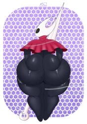 2025 2_horns absurd_res alpha_channel arthropod ass big_butt biped blaappy black_body black_eyes bodily_fluids clothing female hand_on_butt hi_res hollow_knight horn hornet_(hollow_knight) huge_butt looking_back melee_weapon motion_lines presenting presenting_hindquarters rear_view red_clothing solo standing sweat sweaty_butt team_cherry thread weapon white_head
