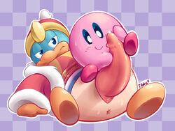 2015 alien anus avian bird blush bottomless clothed clothing coat duo erection half-dressed handjob hat king_dedede kirby kirby_(series) lying male nintendo oral oral_penetration penis sex size_difference torrentialkake video_games yaoi