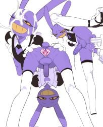 1boy 2boys 666polchito anal animal animal_ears anthro anus apron ass bent_over blush bodily_fluids clothing colored_sclera colored_skin crossdressing cum cum_in_ass cum_in_mouth disembodied disembodied_penis duo ejaculating_while_penetrated ejaculation enmaided erection facial furry furry_male genital_fluids genitals girly half-closed_eyes headwear heart humanoid_penis jax_(the_amazing_digital_circus) leg_up legwear looking_at_viewer maid maid_outfit male male_focus male_only male_penetrated male_penetrating male_penetrating_male mammal multiple_boys nakadashi one_eye_closed otoko_no_ko penetration penis purple_skin rabbit_boy rabbit_ears rabbit_tail semen semen_in_anus sex sex_toy smile solo_focus standing standing_on_one_leg tail teeth testicles the_amazing_digital_circus thighhighs tongue tongue_out trap white_thighhighs yaoi yellow_sclera