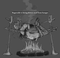 anger_boner angry angry_face aroused_by_peril campfire cooked_alive cooking_vore cooking_with_humanoids cute_dick enki_(fear_and_hunger) enki_ankarian fear_and_hunger gagged into_it long_gloves long_haired_male mad mentioned_character peril pubes ragnvaldr secretly_loves_it small_penis stockings thin_male tied_to_pile tied_to_stake tied_up_(nonsexual) tied_up_hair tiny_boner tiny_penis