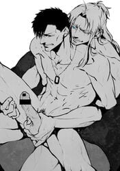 abs anal bara censored gangsta handjob male male_only monochrome muscle muscles nicolas_brown nude pecs penis testicles undressing worick_arcangelo yaoi