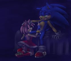 amy_rose anthro balls bluechika cum cum_on_face female fur handjob hedgehog male penis sonic_(series) sonic_the_hedgehog straight