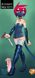 boots bottomless dress female full-length_portrait full_length knife ninjakitty ninjakitty_(character) original portrait standing wangsworth weapon