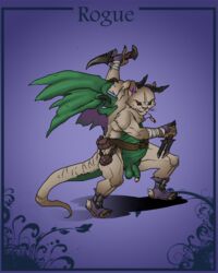 anthro badcoyote cat chimera dragon flaccid full-length_portrait full_length heterochromia horns lizard male male_only nude penis portrait reptile scalie solo standing weapon