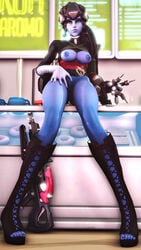 3d alternate_costume areolae blackjr breasts female female_only looking_at_viewer nipples noire_widowmaker overwatch pussy solo source_filmmaker widowmaker