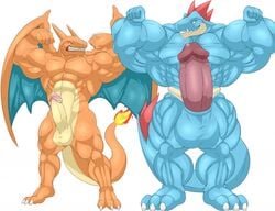 2boys abrahamsillo alligator charizard crocodile dragon erection feraligatr full-length_portrait full_length hyper hyper_penis lizard male_only multiple_boys muscular nintendo penis pokemon pokemon_(species) pokemon_gsc pokemon_rgby portrait posing reptile scalie solo standing