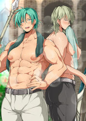 2boys bulge cute ephraim_(fire_emblem) fire_emblem fire_emblem:_the_sacred_stones human innes innes_(fire_emblem) male male_only multiple_boys multiple_males muscles weapon ygyg2200