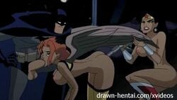 1boy 2d 2d_animation 2girls all_fours animated animated_gif batman batman_(series) bent_over booty breasts bruce_wayne dc dc_comics dcau diana_prince doggy_style fellatio female from_behind gif green_eyes hair hawkgirl hawkman_(series) interspecies justice_league justice_league_unlimited male oral princess red_hair royalty sex sex_toy shayera_hol threesome wings wonder_woman wonder_woman_(series) yuri zone