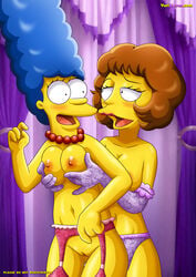 2girls female female_only human marge_simpson maude_flanders multiple_females multiple_girls tagme the_simpsons yuri yurihaven.com