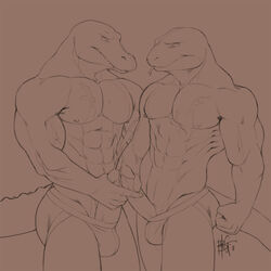 2boys alligator bng crocodile cum cum_on_body cumshot doodle erection humanoid_penis lizard male_only masturbation monochrome multiple_boys muscles muscular penis reptile scalie sketch