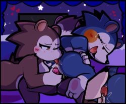 3girls able_sisters animal_crossing anthro female freckles hedgehog heyomaerow incest labelle_able mabel_able nintendo rimming sable_able sisters strap-on vaginal_penetration yuri