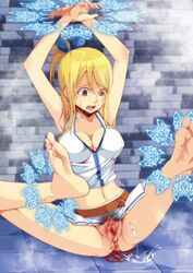 1girls animated blood bondage branding branding_genitals branding_iron branding_mark fairy_tail female female_only guro lucy_heartfilia pain pussy slideshow solo tears torture uncensored