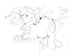 2015 black_and_white blush cutie_mark equine eyewear female feral friendship_is_magic glasses goo hair horn long_hair mammal monochrome my_little_pony rarity_(mlp) sirmasterdufel solo unicorn