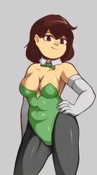 brown_hair bunnysuit chara human leotard pstash red_eyes undertale undertale_(series)