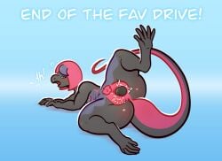 anus ass big_butt black_body bodily_fluids digital_drawing_(artwork) digital_media_(artwork) english_text female generation_7_pokemon genital_fluids genitals hair markings masturbation nintendo nipple_vibrator penetration pink_body pink_hair pokemon pokemon_(species) pokemorph pussy salazzle sex_toy sex_toy_in_pussy sex_toy_insertion sjevi solo tail tail_markings text thick_thighs vaginal_fluids vaginal_masturbation vaginal_penetration vaginal_penetration vibrator vibrator_in_pussy wide_crotch wide_hips