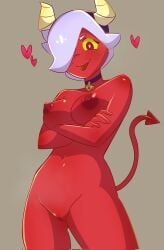 big_breasts big_nipples big_thighs big_titties brawl_stars colette_(brawl_stars) curvaceous curvaceous_female curvaceous_figure curvy curvy_figure curvy_hips demon demon_girl demon_tail female female_focus female_only looking_at_viewer nipples nude pussy short_hair supercell takuni01 trixie_colette_(brawl_stars) white_hair