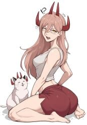 1girls ass ass_focus big_ass blonde_hair cat chainsaw_man csr_ap07 curvy curvy_figure cute demon demon_girl female female_focus female_only horns looking_at_viewer looking_back meowy_(chainsaw_man) power_(chainsaw_man) shorts shounen_jump tagme thick_thighs thighs voluptuous voluptuous_female
