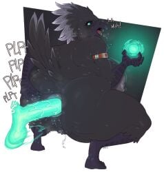 anal anal_masturbation anal_sex anthro areolae avian balls big_ass big_breasts biped bird black_body black_tail breasts corvid corvus_(genus) crouching crow duo erection female genitals green_eyes hi_res huge_ass huge_breasts looking_at_viewer magic_penis male male/female masturbation mostly_nude nipples oscine passerine penetration penile penile_penetration penis pussy roly sex sound_effects tail text thick_thighs