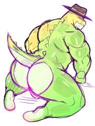 alligator bara big_ass gay gummigoo_(the_amazing_digital_circus) gummy gummy_creature muscular muscular_arms muscular_ass muscular_male npc round_ass solo teixufuru the_amazing_digital_circus