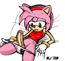 1futa amy_rose clothing dickgirl futa_only futanari gloves green_eyes intersex nipples panties penis saltcore solo solo_futa sonic_(series) sweat underwear