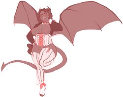 corset dark-skinned_female dark_skin female looking_at_viewer solo standing succubus tail tamyra wings