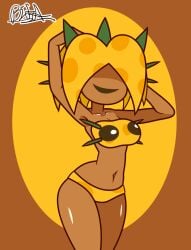 bifa bikini bikini_bottom bikini_top covered_eyes huge_ass mario_(series) nintendo pokey_(mario) pokey_girl spikes super_mario_bros. tan_body tan_skin thick_thighs yellow_hair