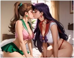 2girls ai_generated female lesbian_couple lesbian_domination lesbian_focus lesbian_kiss lesbian_sex makoto_kino rei_hino sailor_jupiter sailor_mars yuri