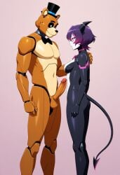 ai_generated demon_tail erection freddy_(fnaf) freddy_fazbear robots
