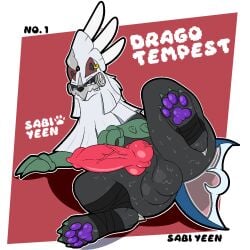 1:1 animal_genitalia animal_penis balls bedroom_eyes big_balls big_penis black_body bodily_fluids canine_genitalia canine_penis chimera clothed clothing digital_media_(artwork) drago_tempest_(woofington_gator) ear_piercing erection feral fur generation_7_pokemon genitals half-closed_eyes hi_res knot knotted_penis legendary_pokemon looking_at_viewer male mammal narrowed_eyes nintendo pawpads paws penis piercing pokemon pokemon_(species) presenting presenting_balls presenting_penis purple_pawpads ring_piercing saggy_balls seductive silvally simple_background smile solo sweat sweaty_genitalia sweaty_legs sweaty_paws tail teeth white_body woofington_gator