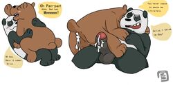 2boys anal balls bear bowserboy101 cum cum_in_ass cum_inside duo gay grizzly_(character) grizzly_bear male mammal panda panda_(character) penis uncut we_bare_bears yaoi