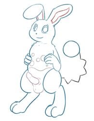 1boy anthro azumarill balls erection lagomorph looking_at_viewer male male_only mammal nintendo nude penis pokemon posexe rabbit rodent simple_background smile solo video_games white_background