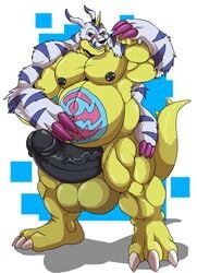 arody balls big_balls big_penis black_penis chubby digimon gabumon huge_balls humanoid_penis male male_only musclegut muscular mutant-serpentina mutant_serpentina nipple_piercing nipples penis piercing solo